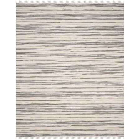 Safavieh Rag Rug Large Rectangle Area Rug, Ivory and Grey - 8 x 10 ft. RAR126A-8